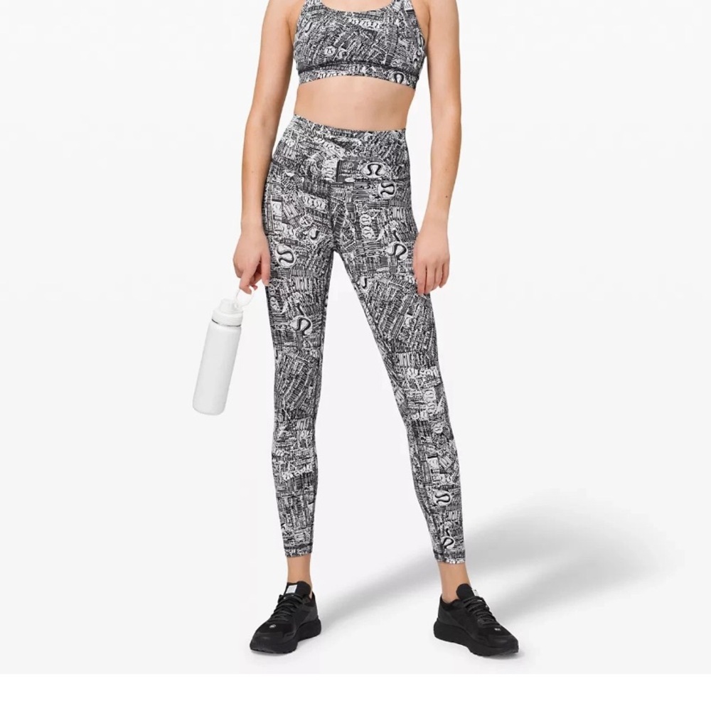 Lululemon Wunder Train High -Rise Crop 25” Tear It Up Alpine White Size 4